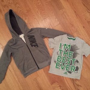 Lot of 2 Boy's NIKE Jacket & Adidas T-Shirt 4 - 5